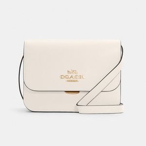 Coach Brynn Flap Crossbody leather purse in white/cream with gold tone hardware